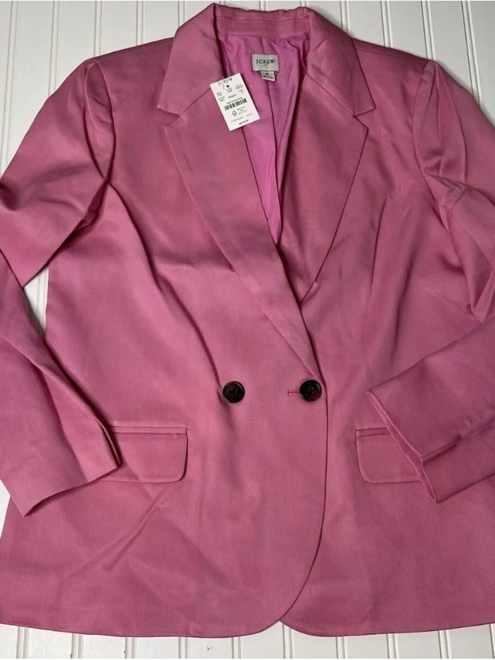 J.CREW Women’s Drapey Twill Blazer Suit Jacket Pink Double Breasted 6 NEW 516